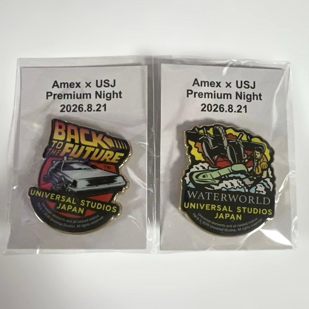 USJ Waterworld Back to the Future Pin Badge Set of 2 Not for Sale Japan