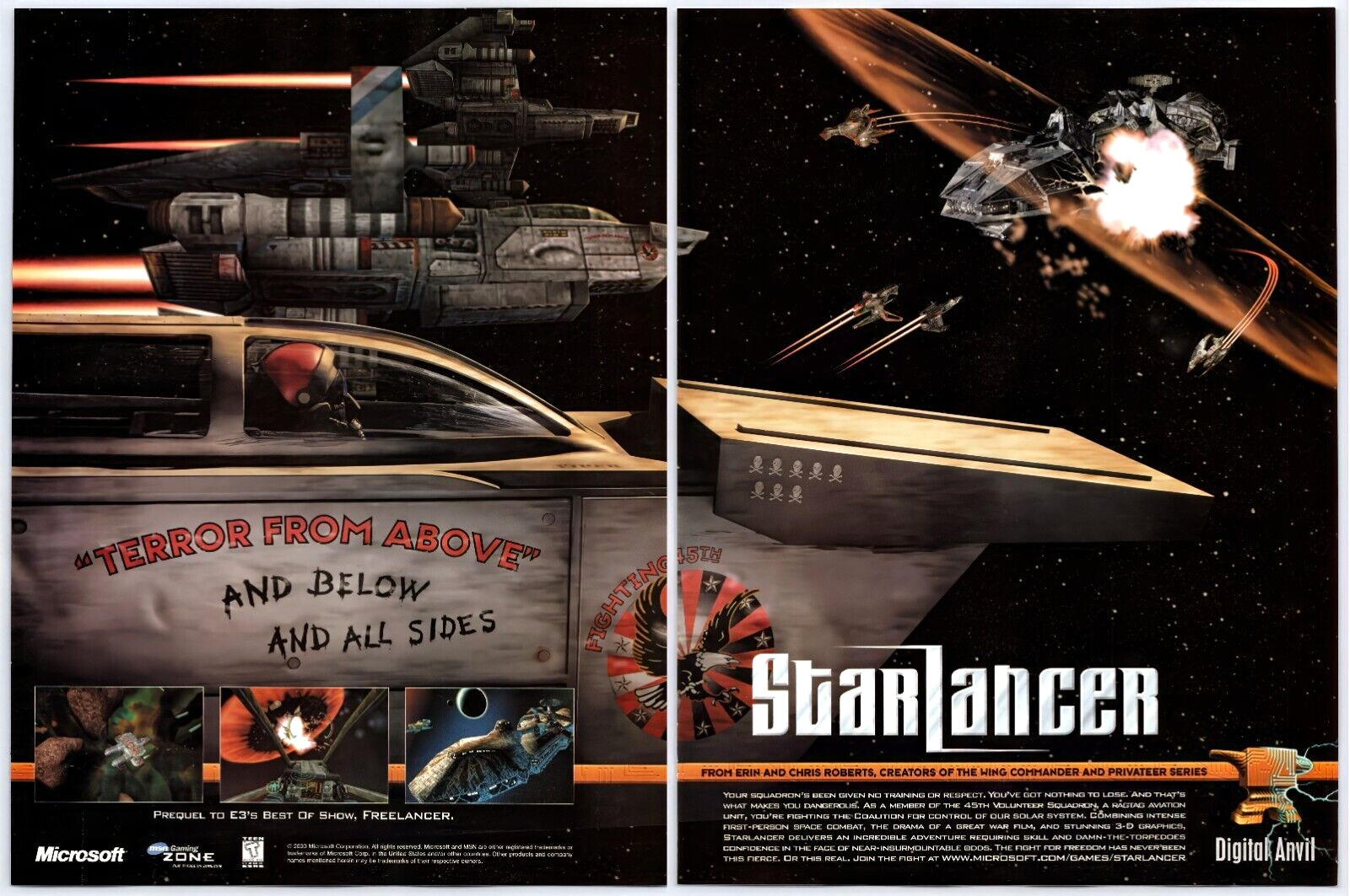 Vintage Print Ad 2000 Starlancer PC Game Sci Fi Original Promo Poster Art