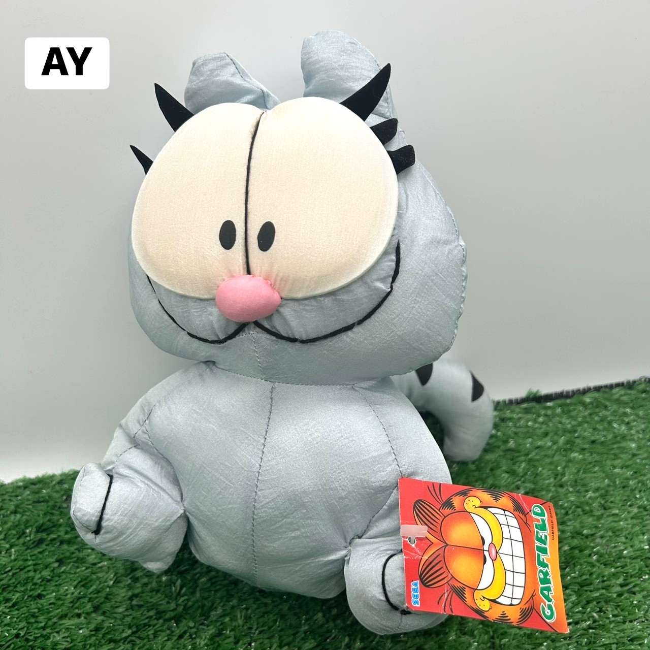 Vintage SEGA 1997 Garfield Nermal Plush Taffeta TAG Stuffed Animal ToyDoll Japan