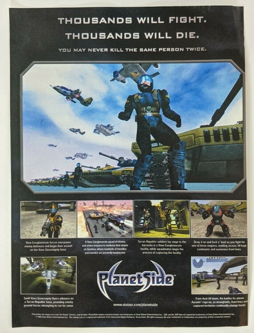 DAMAGED PlanetSide Print Ad Game Poster Art PROMO Original MMORPG MMO Advert