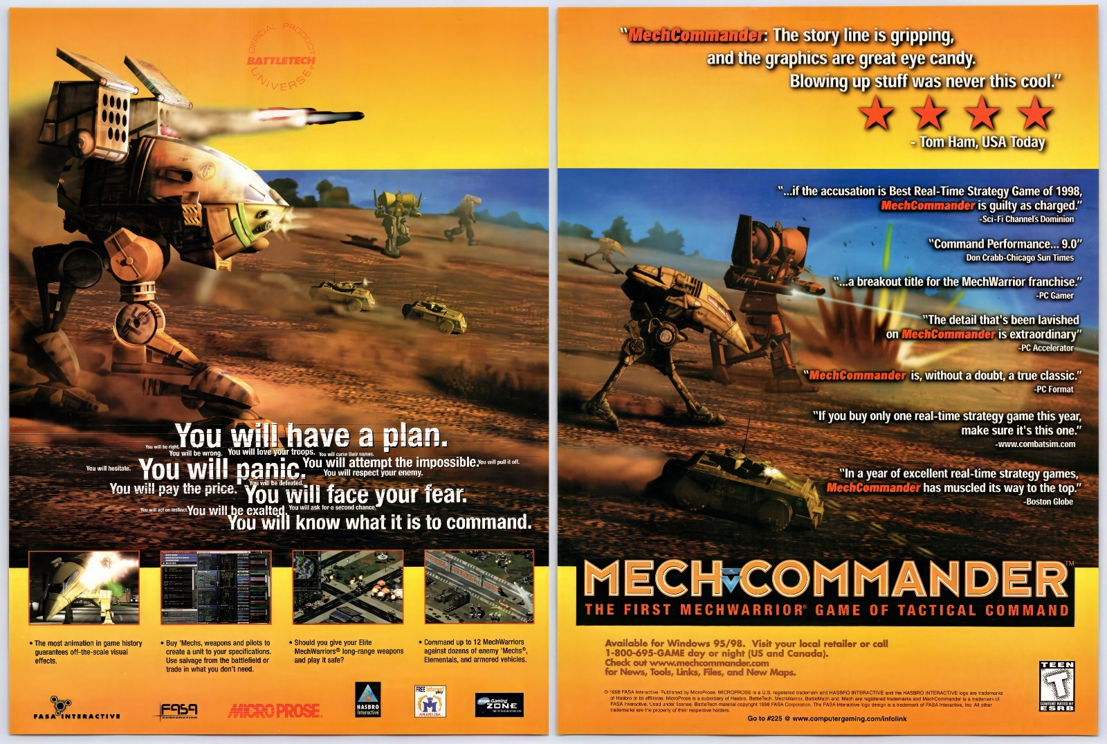 MechCommander Mech Commander - PC - Vintage Original Print Ad/Poster Promo 1998