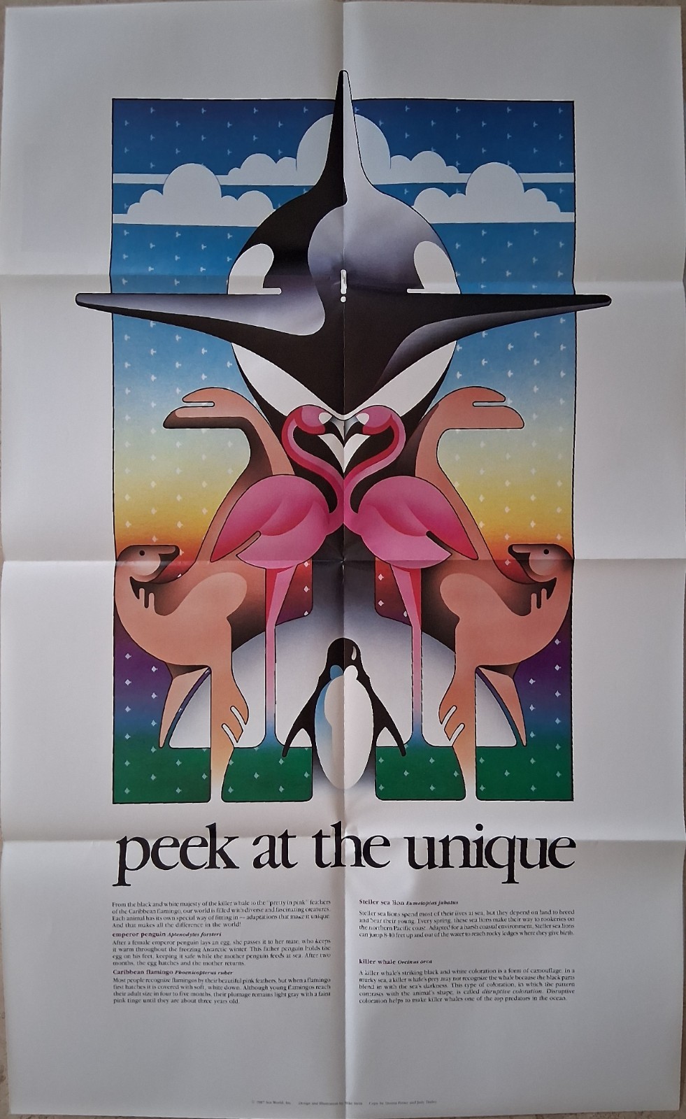 Sea World Poster & Media Press Kit Packet w/ 10 photos, Park Map, 1987 Promo VTG