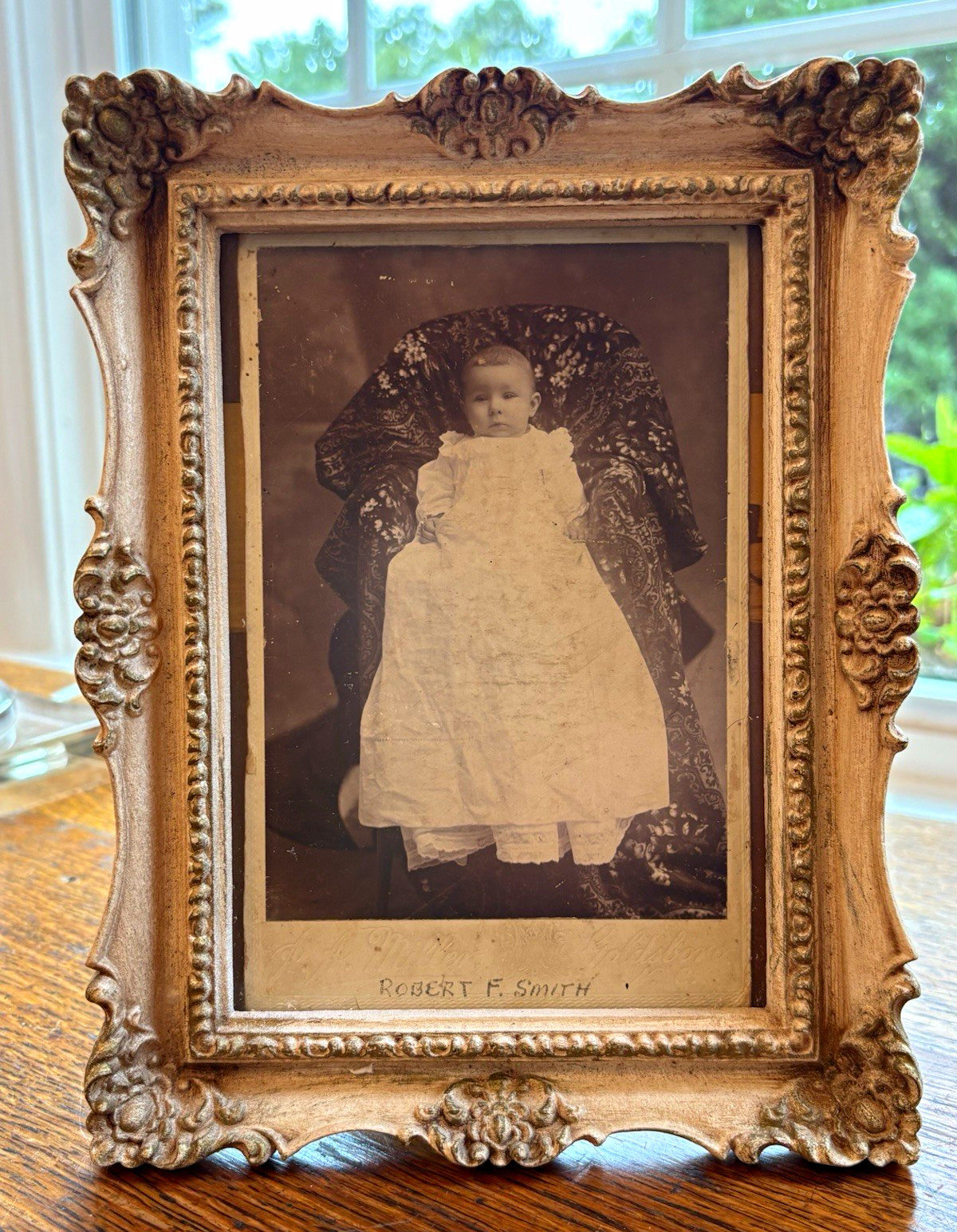 Antique 1890s Cabinet Card Infant Portrait Baby Gown Goldsboro NC Photo Picture