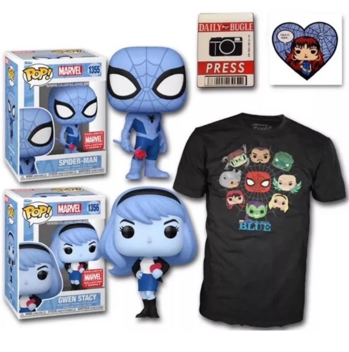 Funko Pop Spider-Man Blue Marvel Collector Corps Box Size 3XL Figure Toy Pin