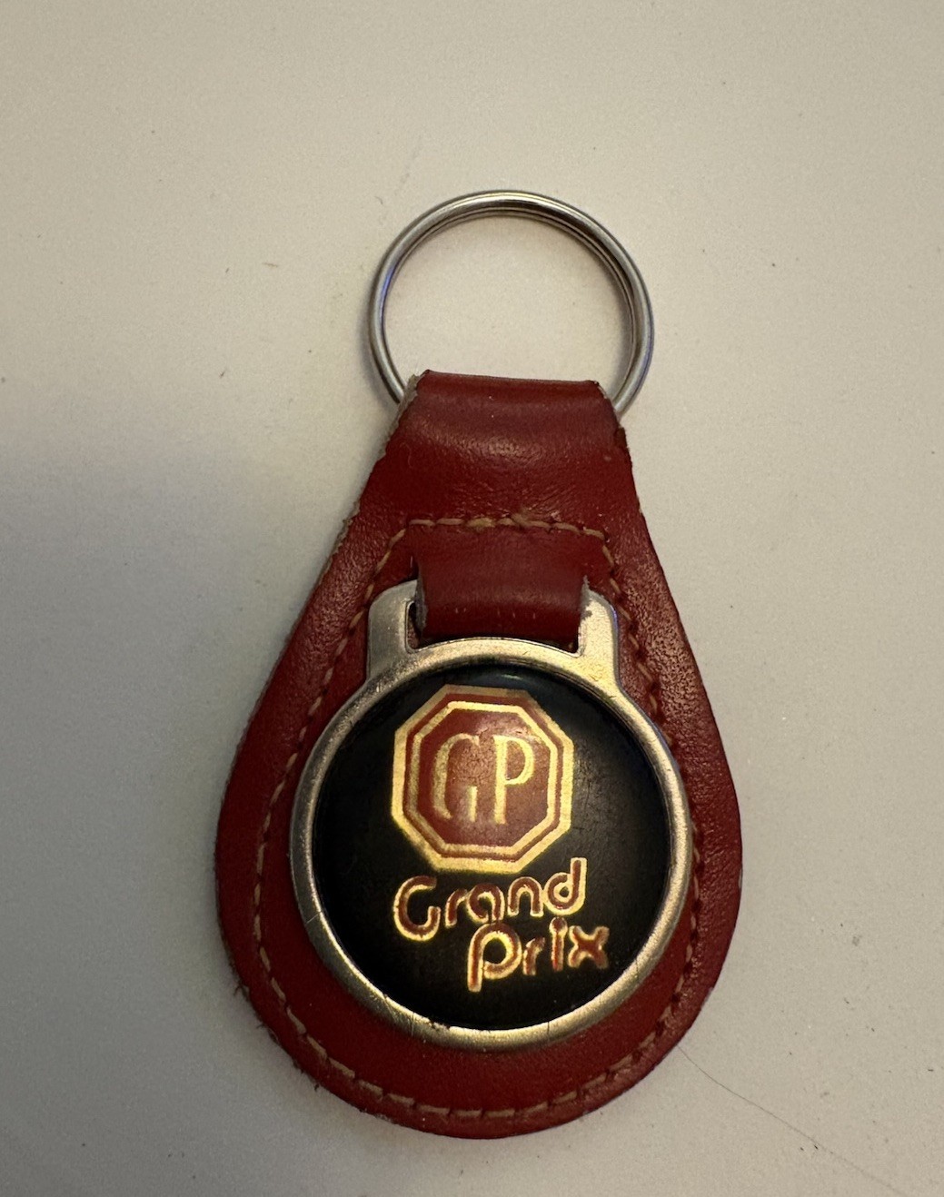 Rare Vintage Pontiac Grand Prix Leather Red Gold Keychain