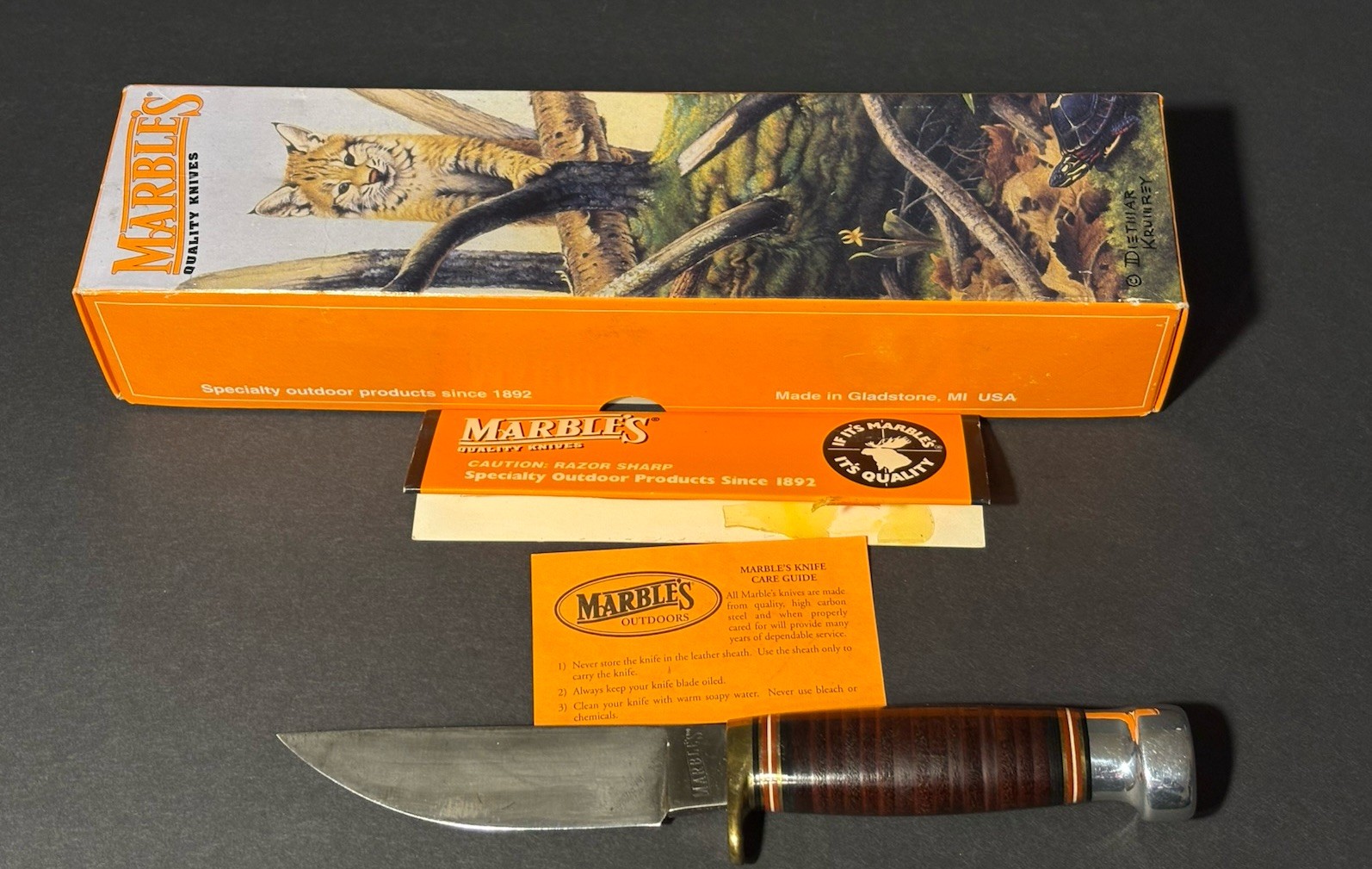 Marbles 80502 Plainsman Fixed Blade Knife W/  Box Unused ? No Sheath