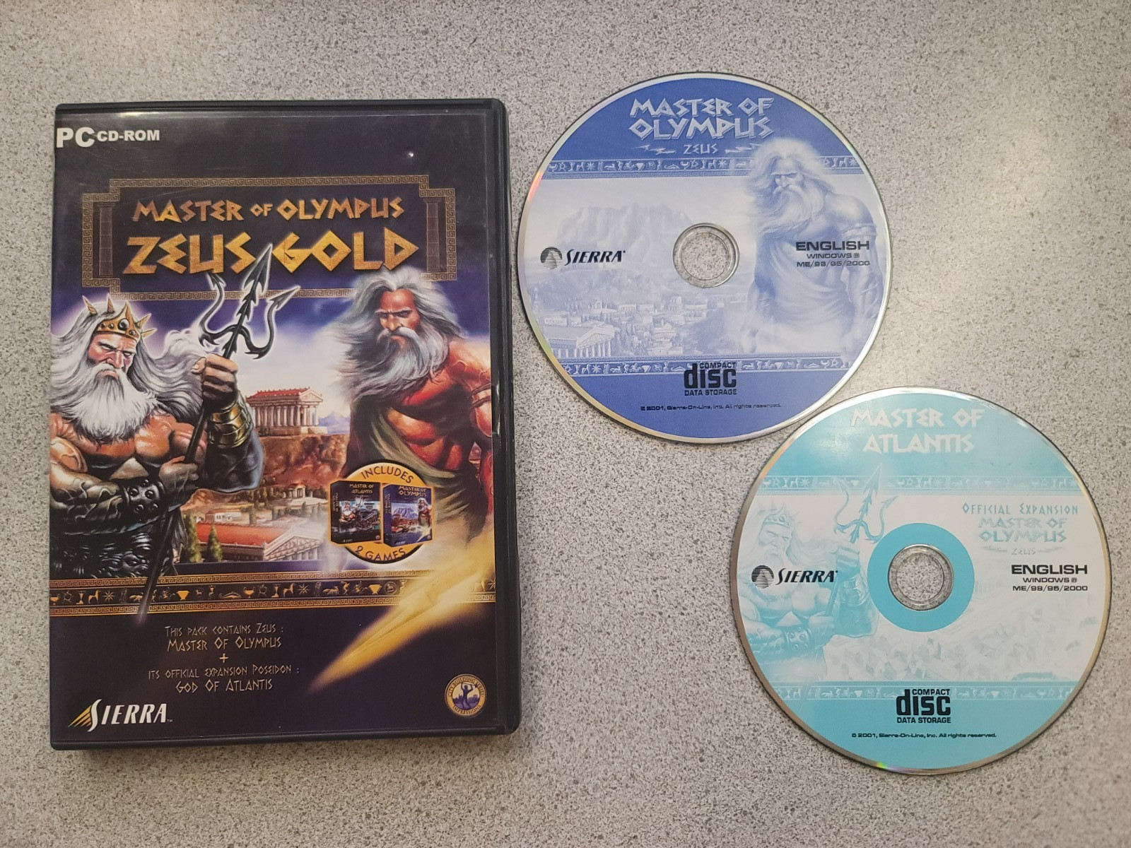 WINDOWS PC CD-ROM 2 DISC MASTER OF OLYMPUS ZUES GOLD & EXPANSION - NM DISCS