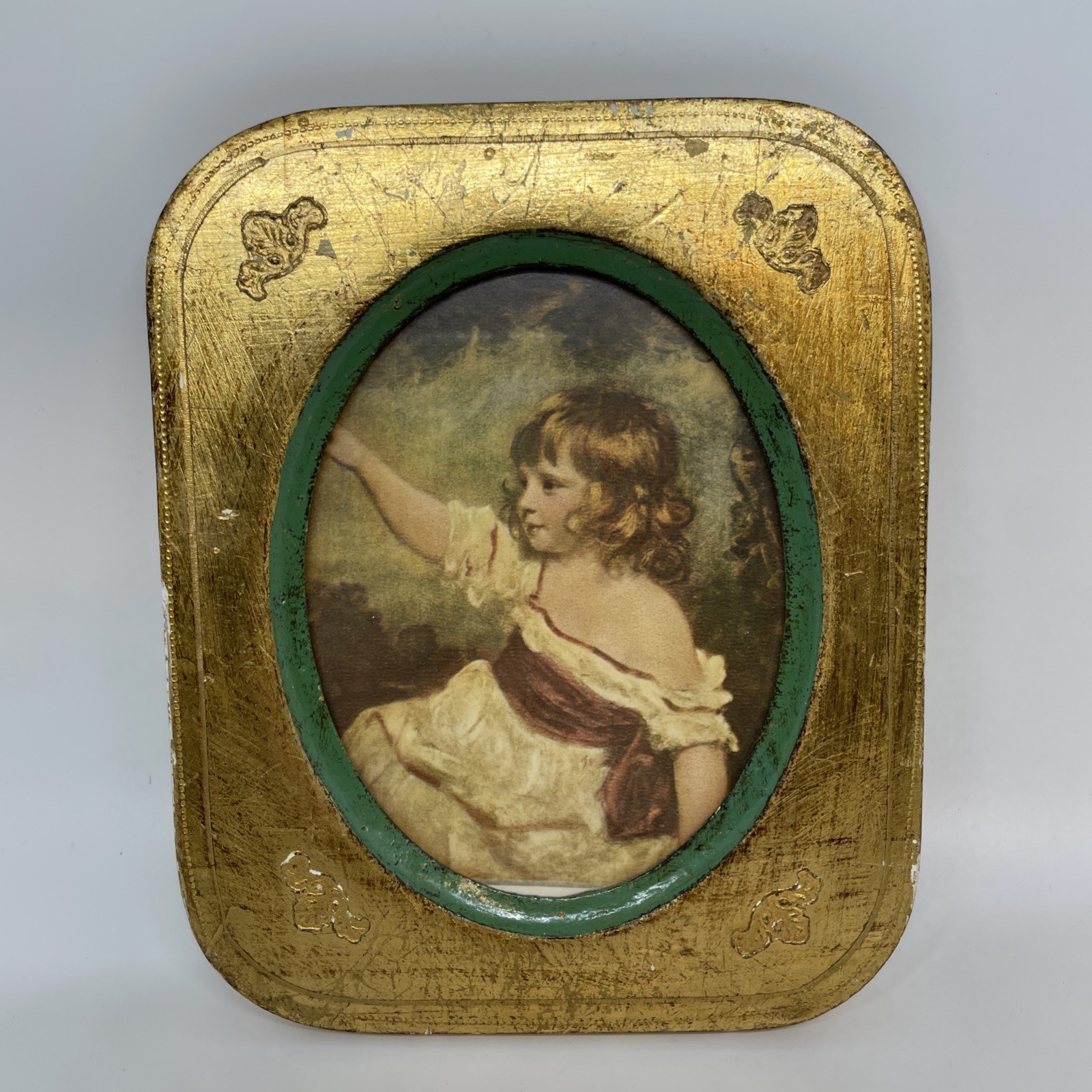 Vtg Sir Joshua Reynolds portrait of Master Hare  gold toned frame Made In Italy