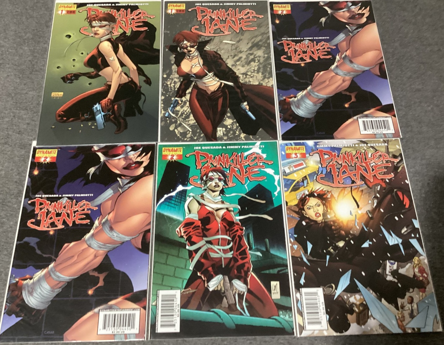 Lot of 6 Painkiller Jane Dynamite #1C, 1D, 2A, 2A, 2D, 3C Variants #1-3