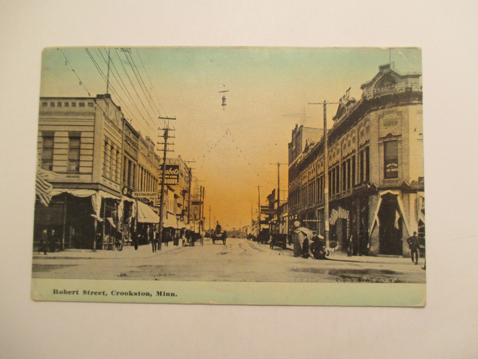 Crookston Minnesota Postcard Robert Street 1914 view 2 MN