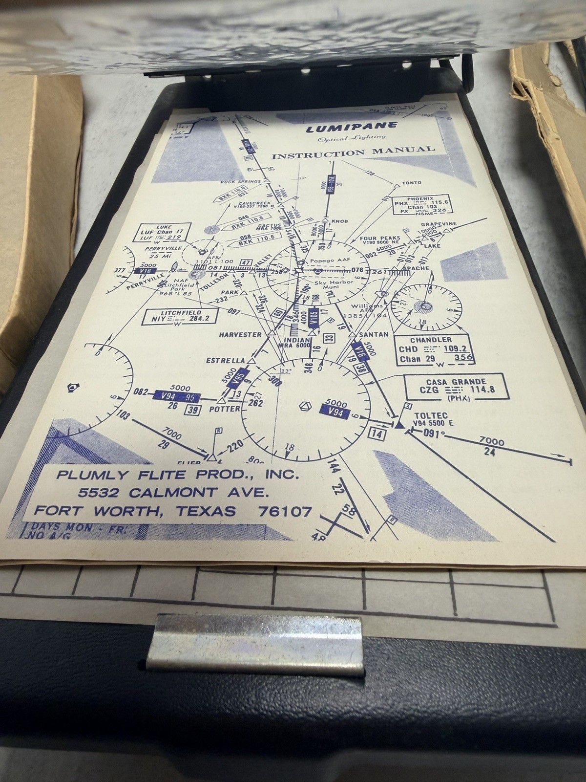 VTG Lumipane Pilot Chart/Map Holder Optical Light For ‘Let Down’ Air Force NEW