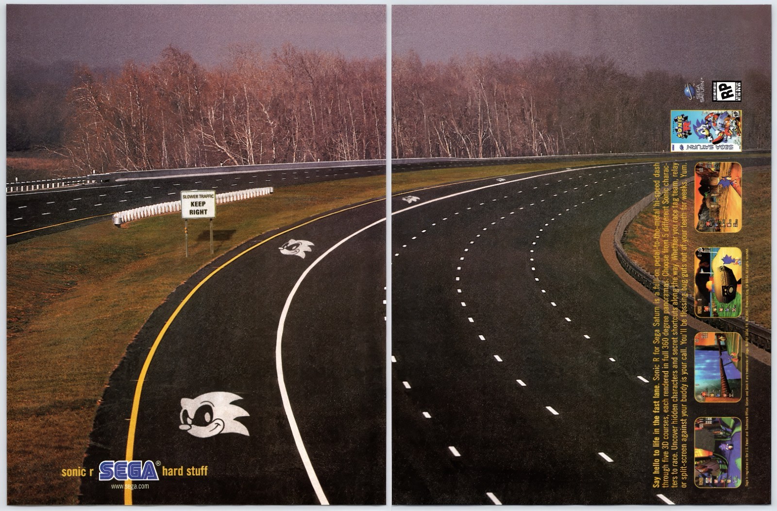 Sonic R Sonic The Hedgehog - Sega Saturn - Original Print Ad/Poster Promo 1997