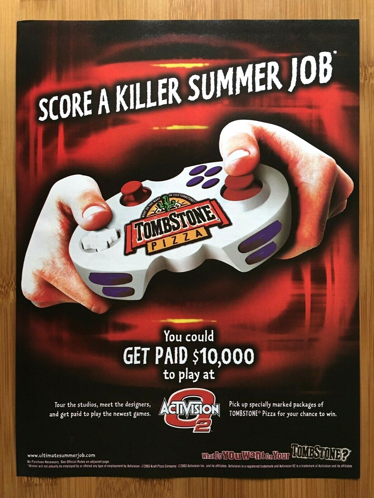 2003 Tombstone Pizza & Activision 02 Print Ad/Poster Video Game Controller Art
