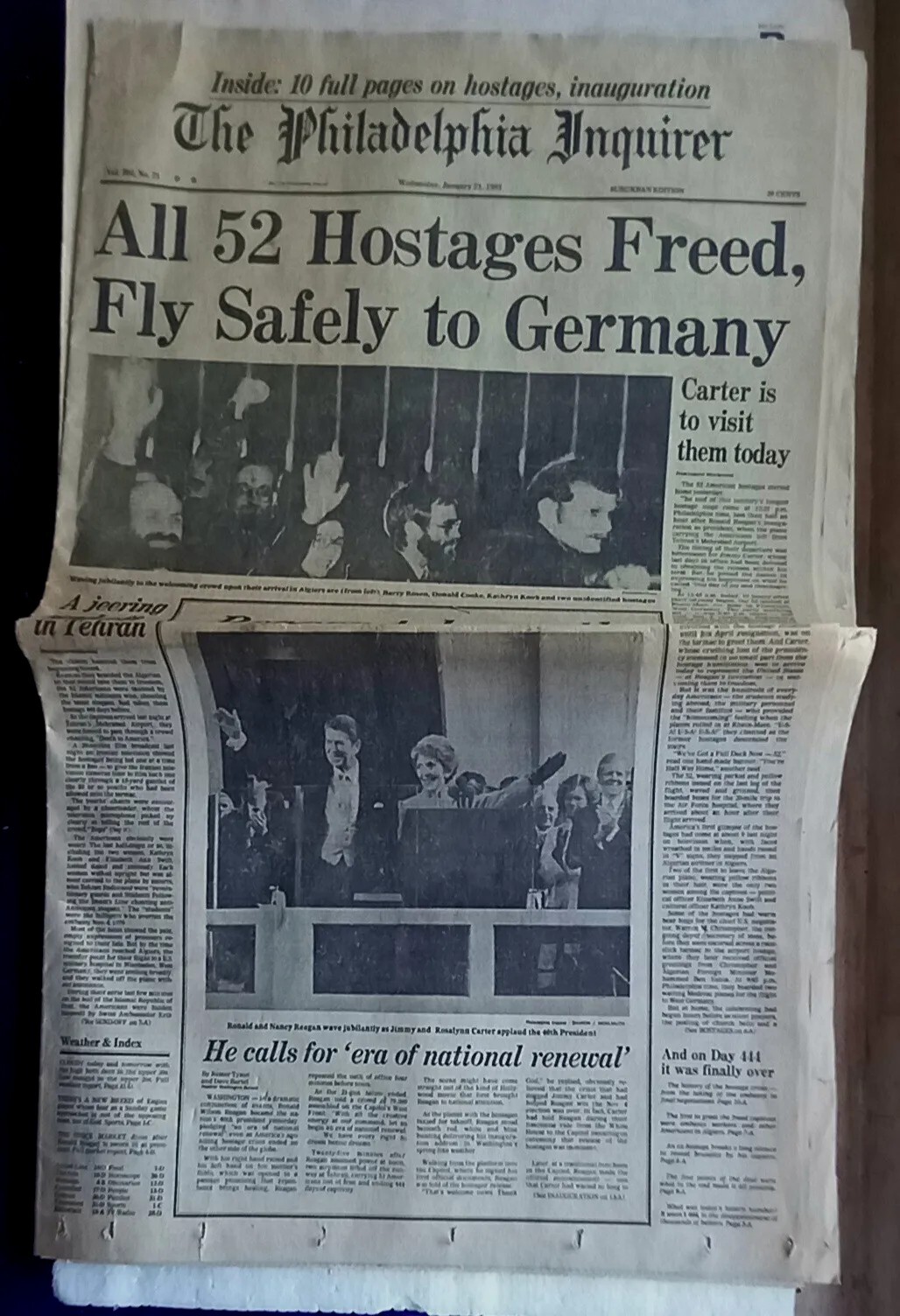 1981 ALL 52 HOSTAGES FREED The Philadelphia Inquirer Newspaper Iran  