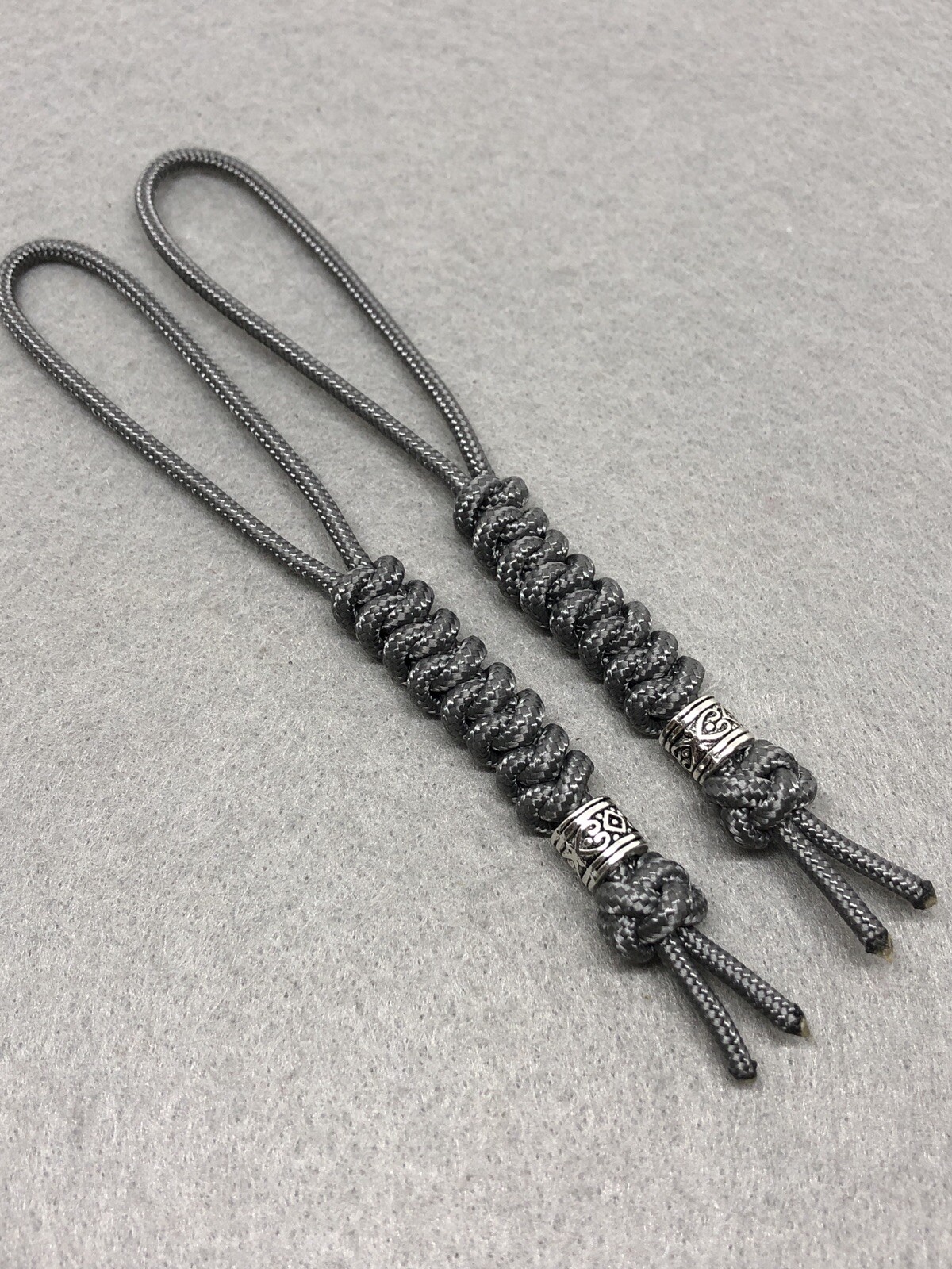 275 Paracord  Knife Lanyard 2pk Graphite Cord Snake Knot With Metal Bead