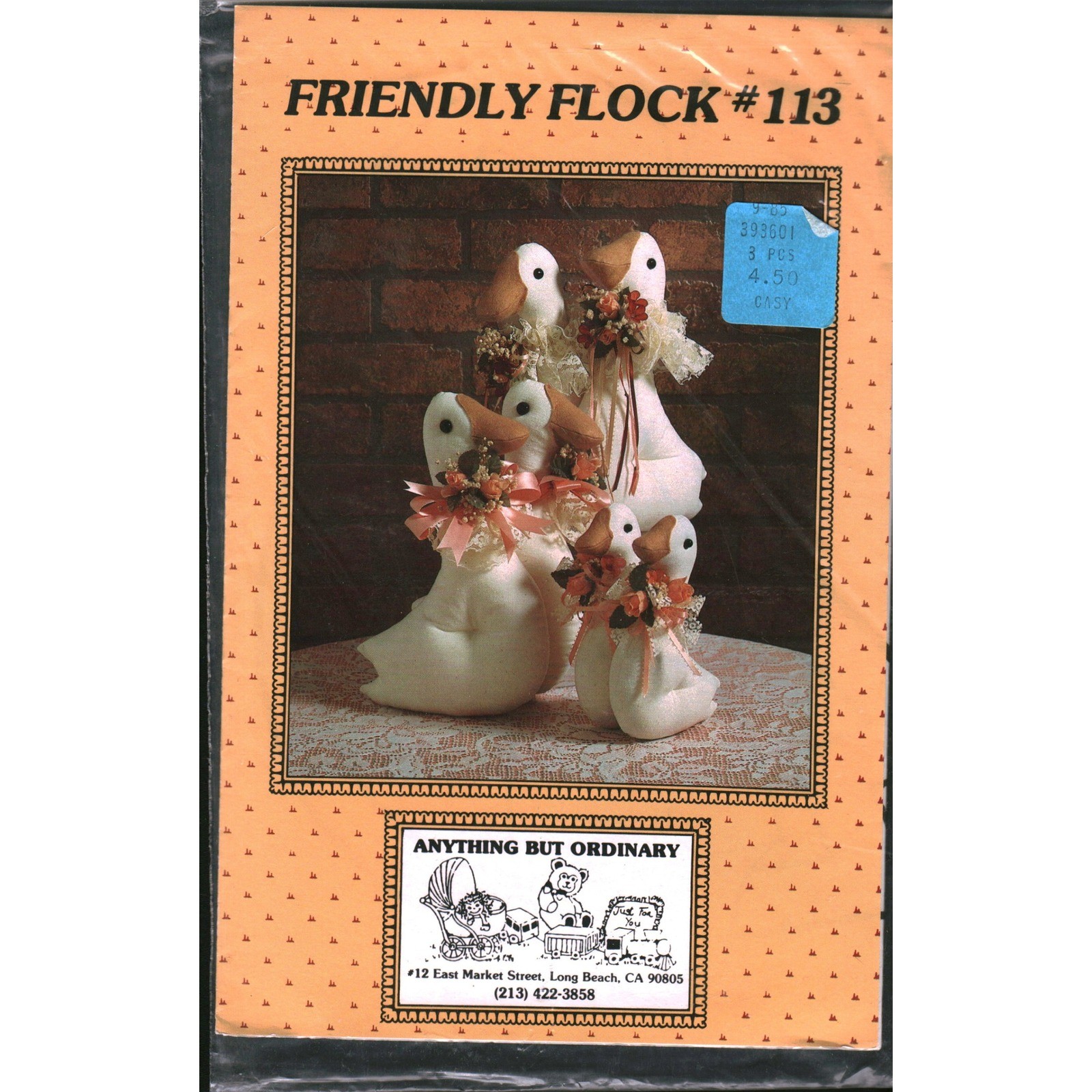 Anything But Ordinary Friendly Flock 113 Goose Soft Sculpture Sewing Pattern VTG