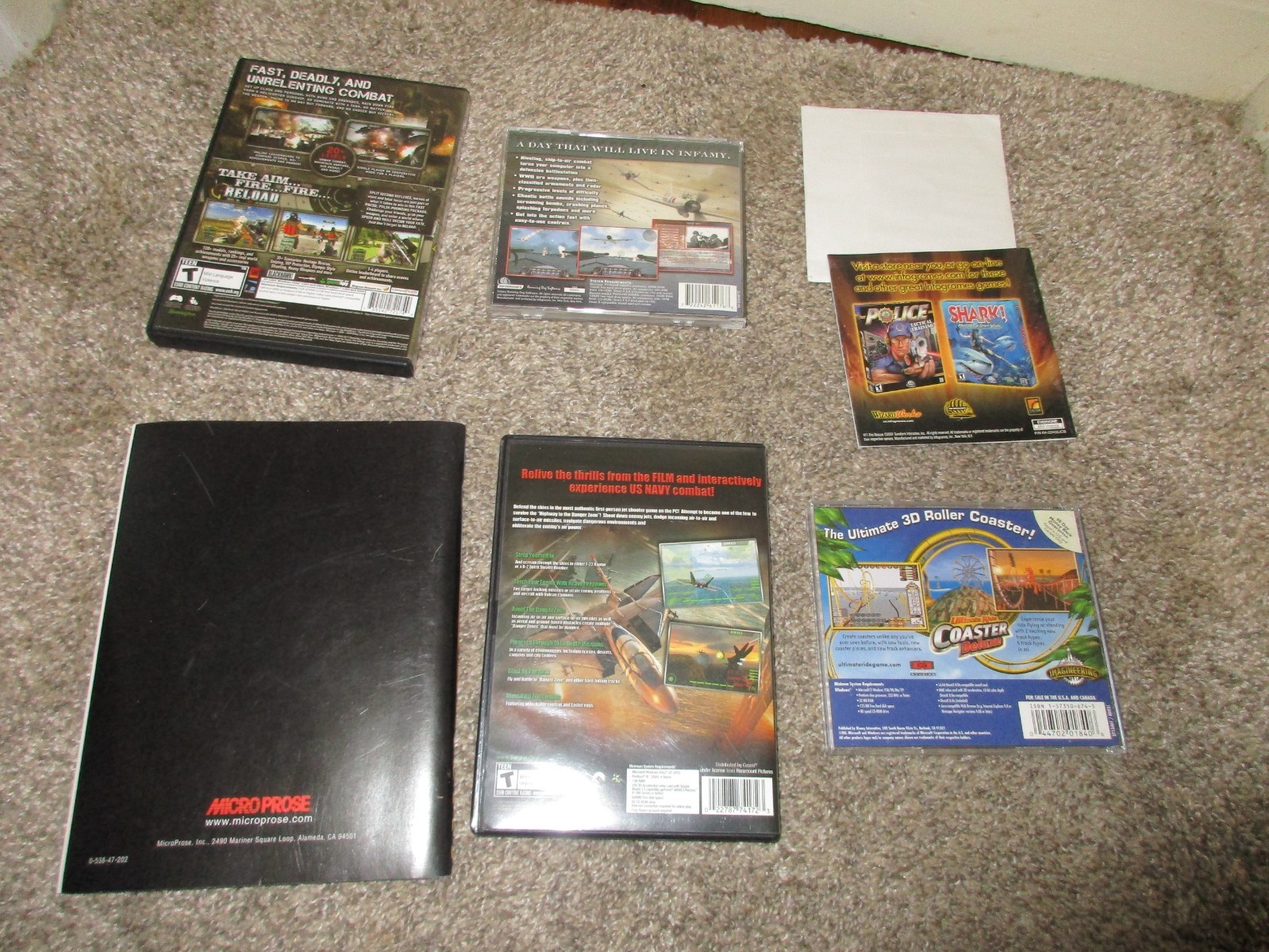 Lot of 5 PC Video Games Top Gun, Heavy Fire Reload, Pearl Harbor, 911 Rescue
