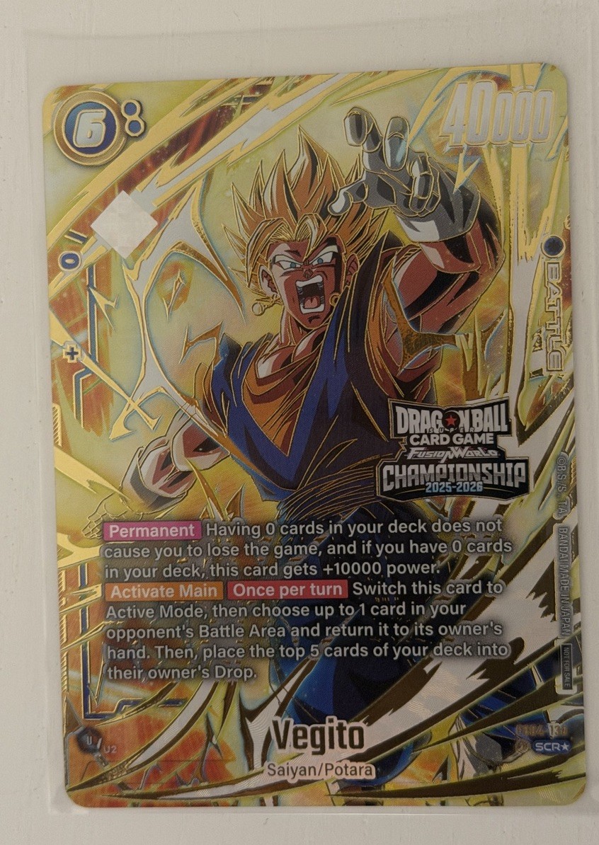 Dragon Ball Super Card Game Fusion World Vegito Championship Top 16 Prize Card