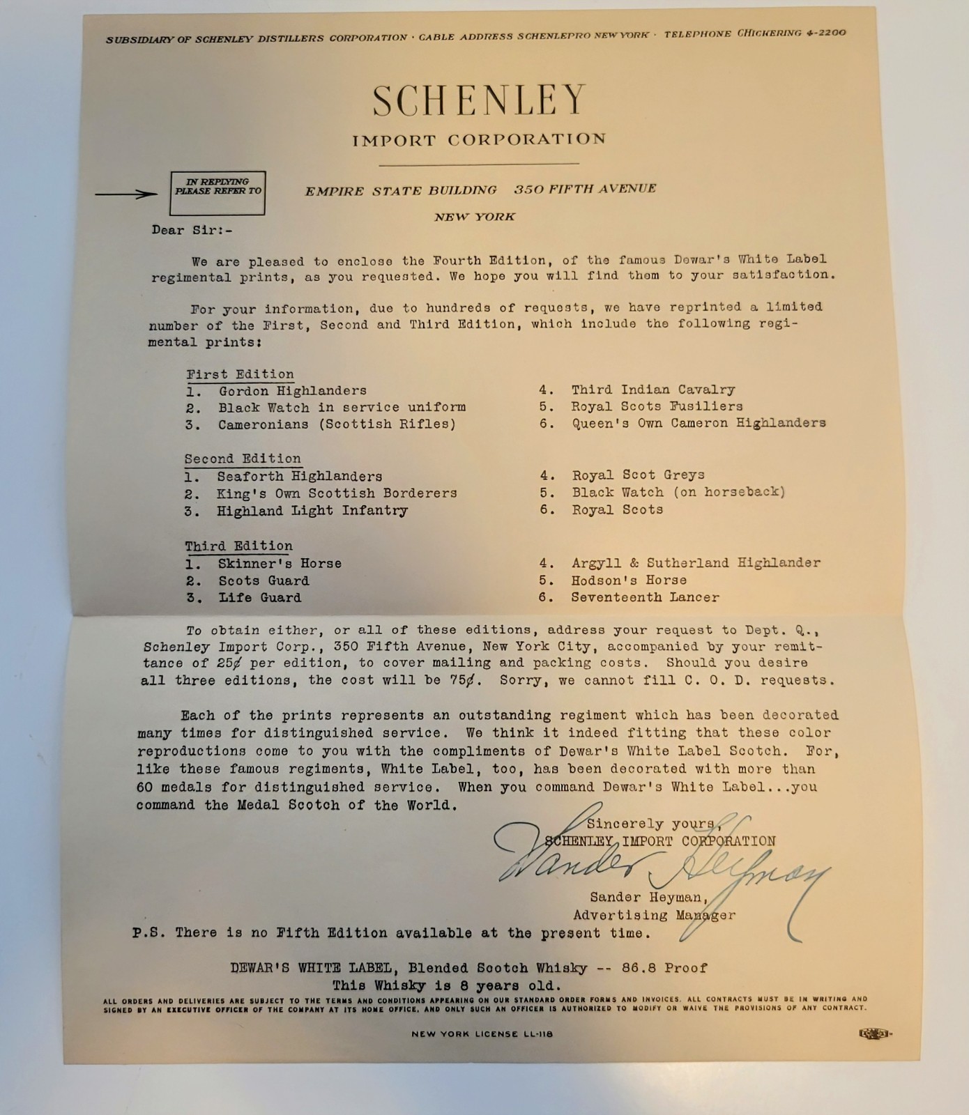 Rare Prints Dawars Scotch Whiskey 60s Schenley Imports In Empire State Building 
