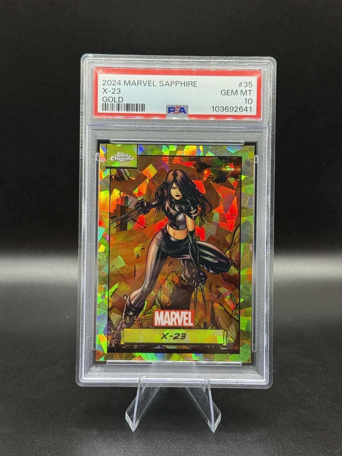 2024 Topps Chrome Marvel Sapphire X-23 /75 Yellow Refractor PSA 10 Gem Mint