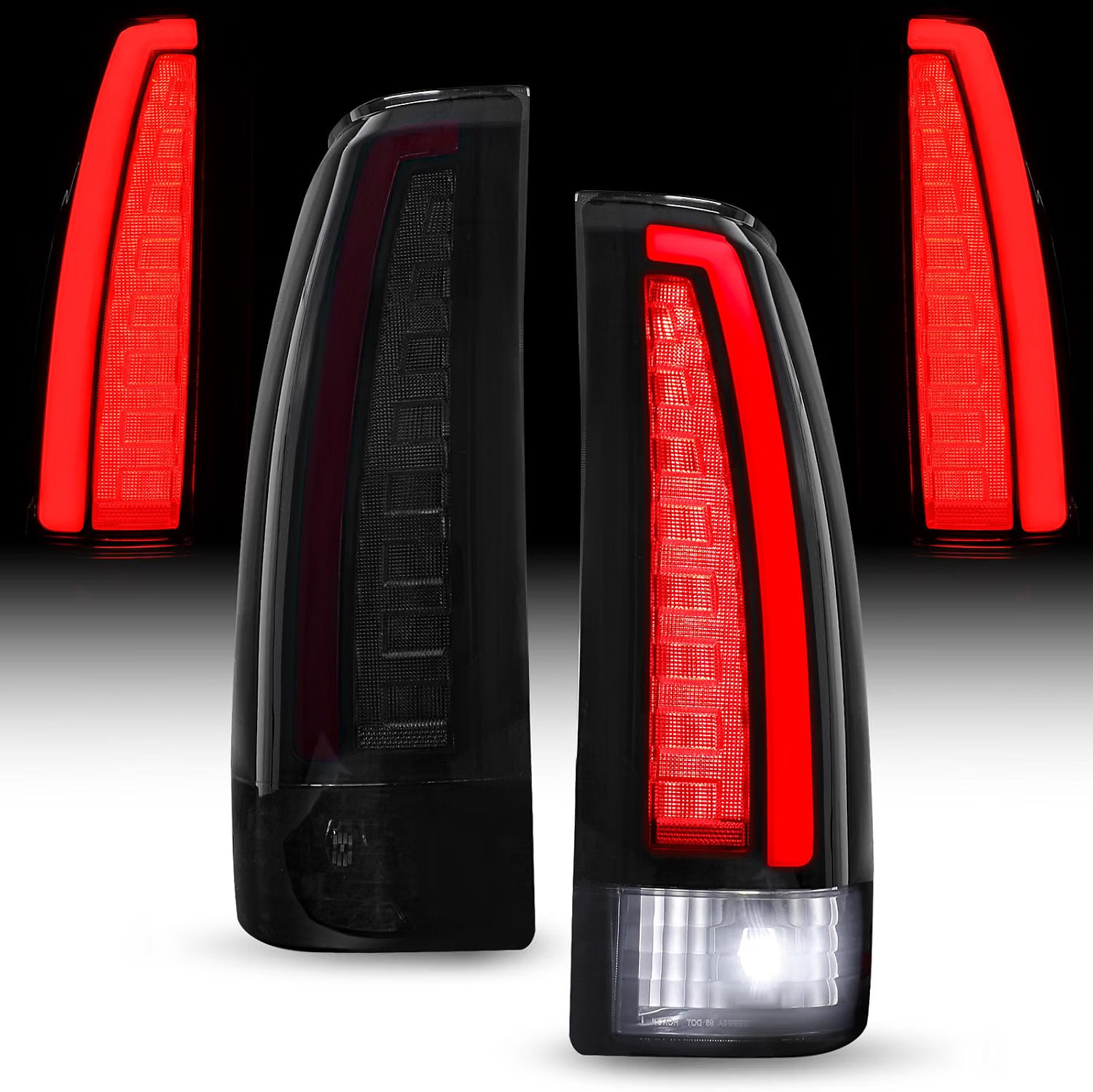 Pair Smoked Black LED Tail Lights for Chevy GMC Pickup Truck 1988-1998 (C/K Seri