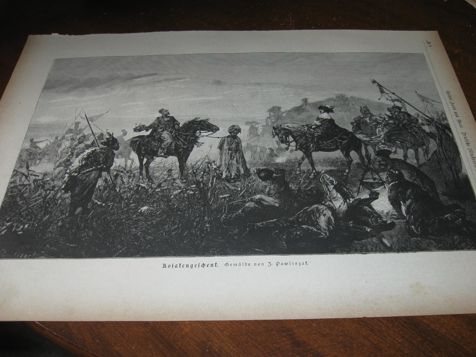 1888 Art Print ENGRAVING - The COSSACK GIFT Slave Cossacks WARRIOR WAR Russia