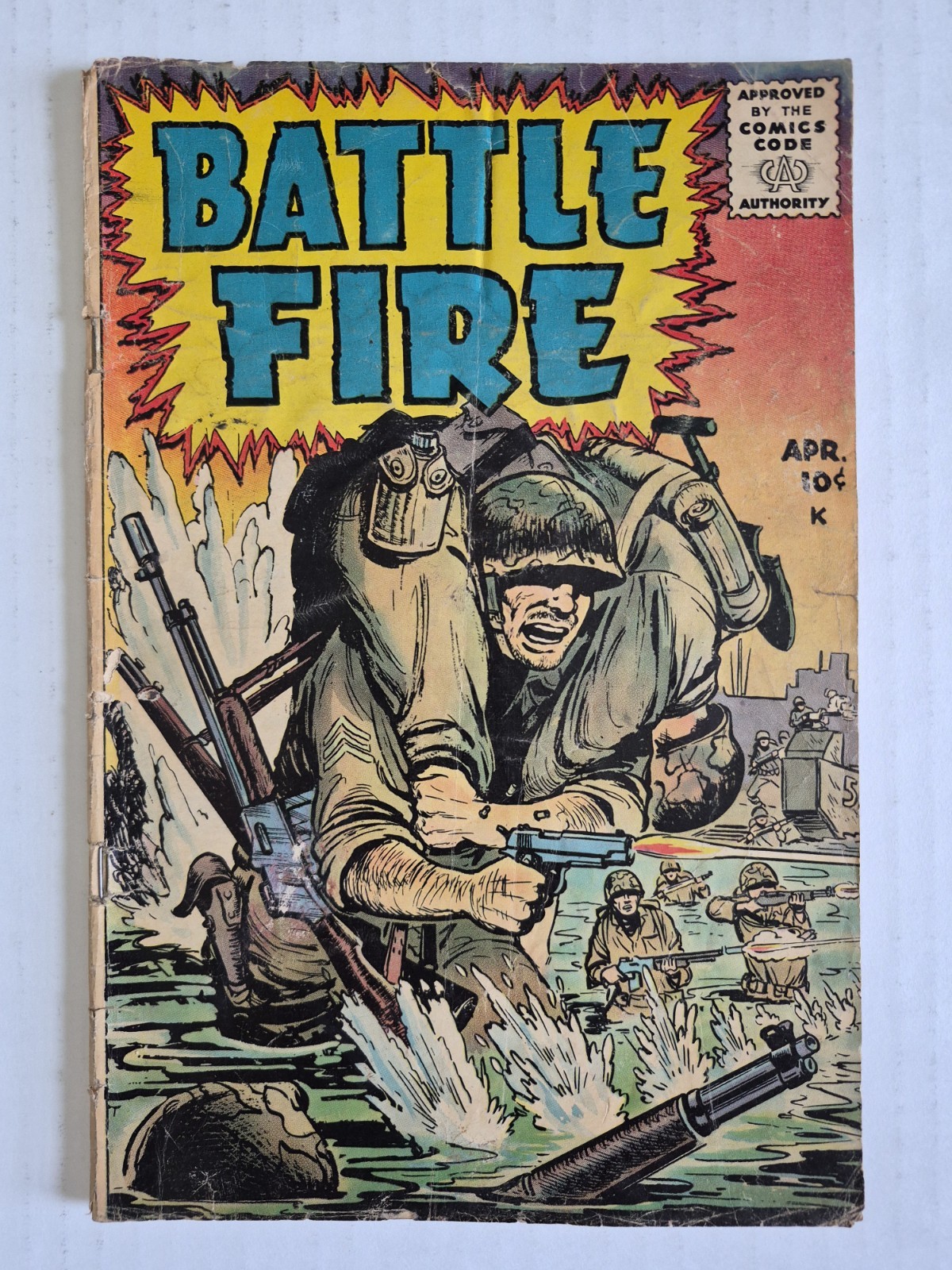 BATTLE FIRE #1 G/VG Eugene Hughes STANMORE PUBLICATIONS 1955 Golden Age WWII Era