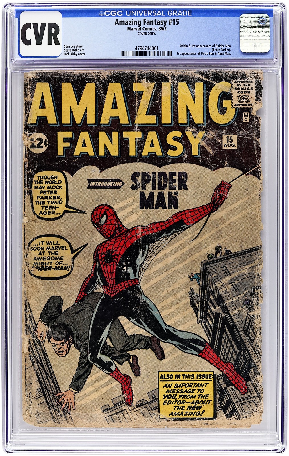 Amazing Fantasy #15 CGC 0.0 1962 4794744001 1st app. Spider-Man