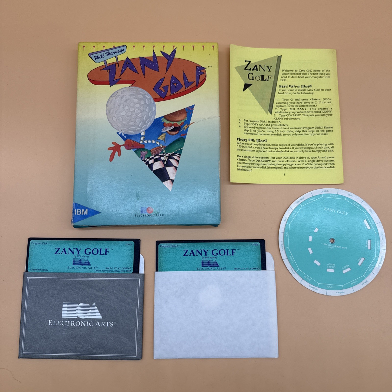 Zany Golf IBM PC 5.25” Electronic Arts Floppy Disc Big Box