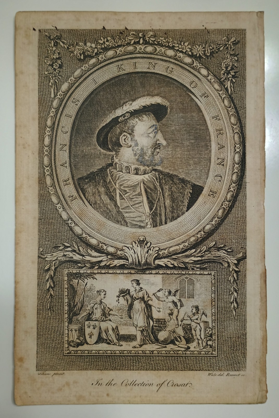 18th Century 1750s Engraving Francis I King of France -Titian by Ravenet Wale