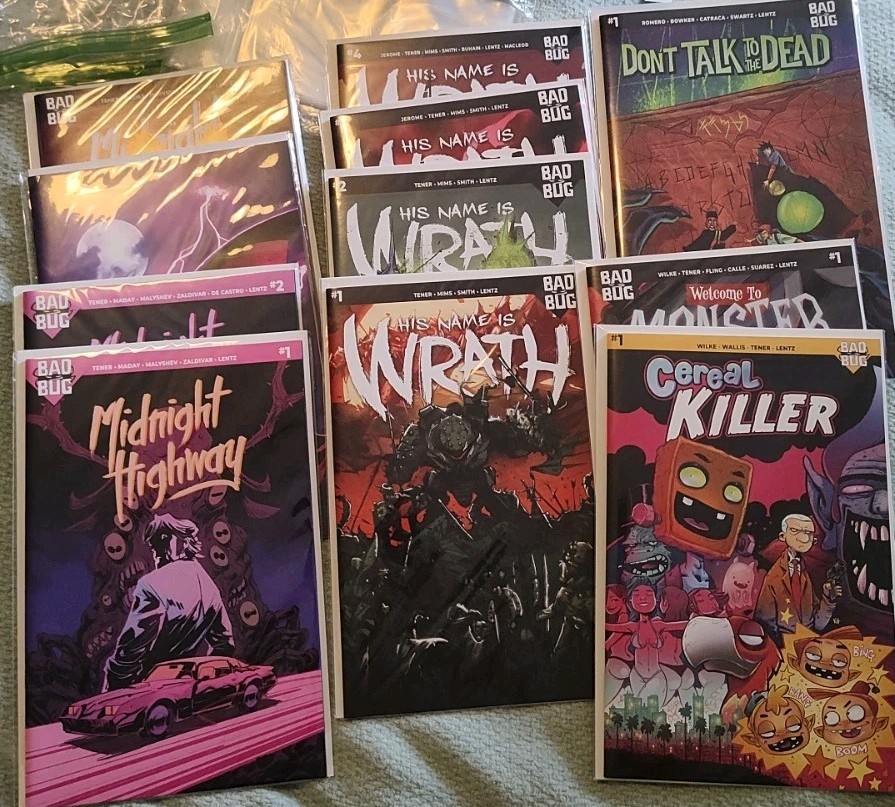 Bad Bug Media Cereal Killer, Midnight Highway, His Name Is Wrath Comic Lot Of 11