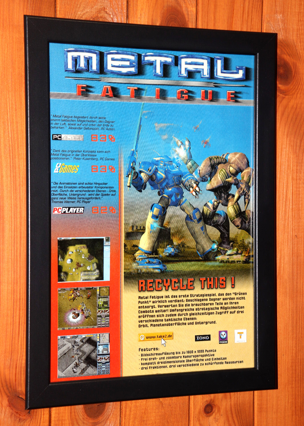 Metal Fatigue Vintage Rare Small Promo Poster / Ad Page Framed