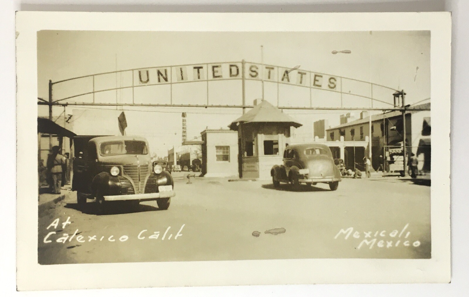 RPPC California Calexico Mexicali Mexico United States Border Old Cars PC