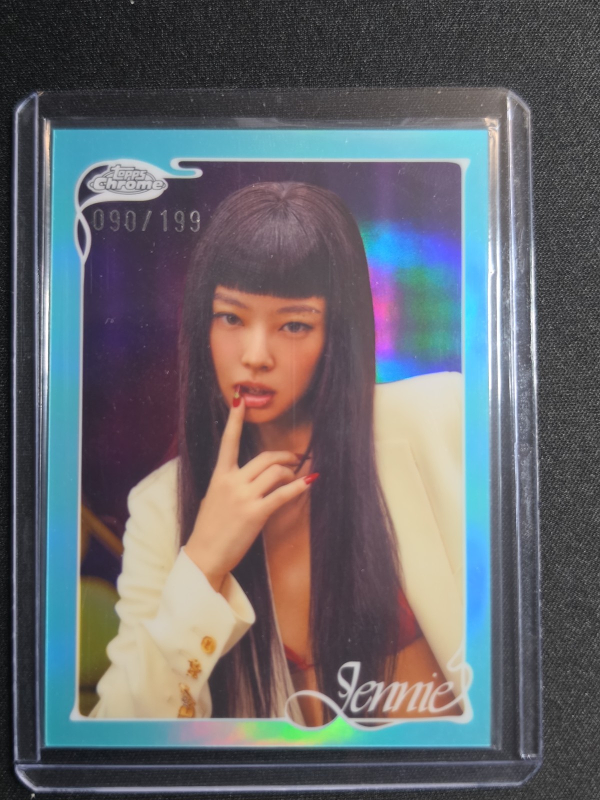 2026 Topps Chrome x JENNIE Chromium Close-Ups #7 Aqua Refractor 090/199 