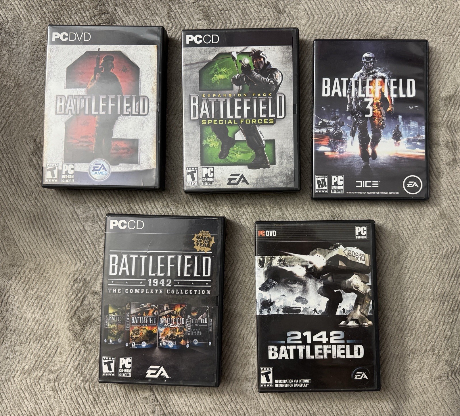 Battlefield PC Bundle Lot 5 Games (BF2, BF3, 2142, 1942 Collection) CIB Complete