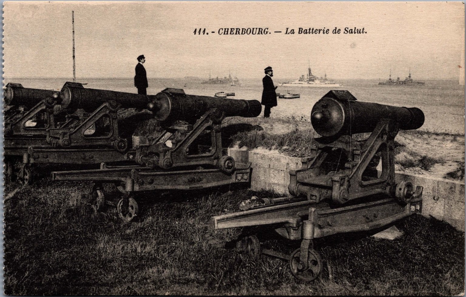 Cherbourg La Batterie de Salut WWI Era French Coastal Defense Postcard