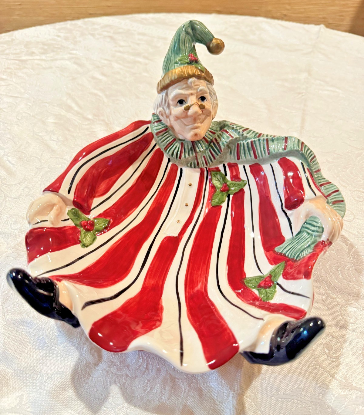 RARE Fitz & Floyd Vintage 1993 Old Man Scrooge Christmas Candy Serving Dish