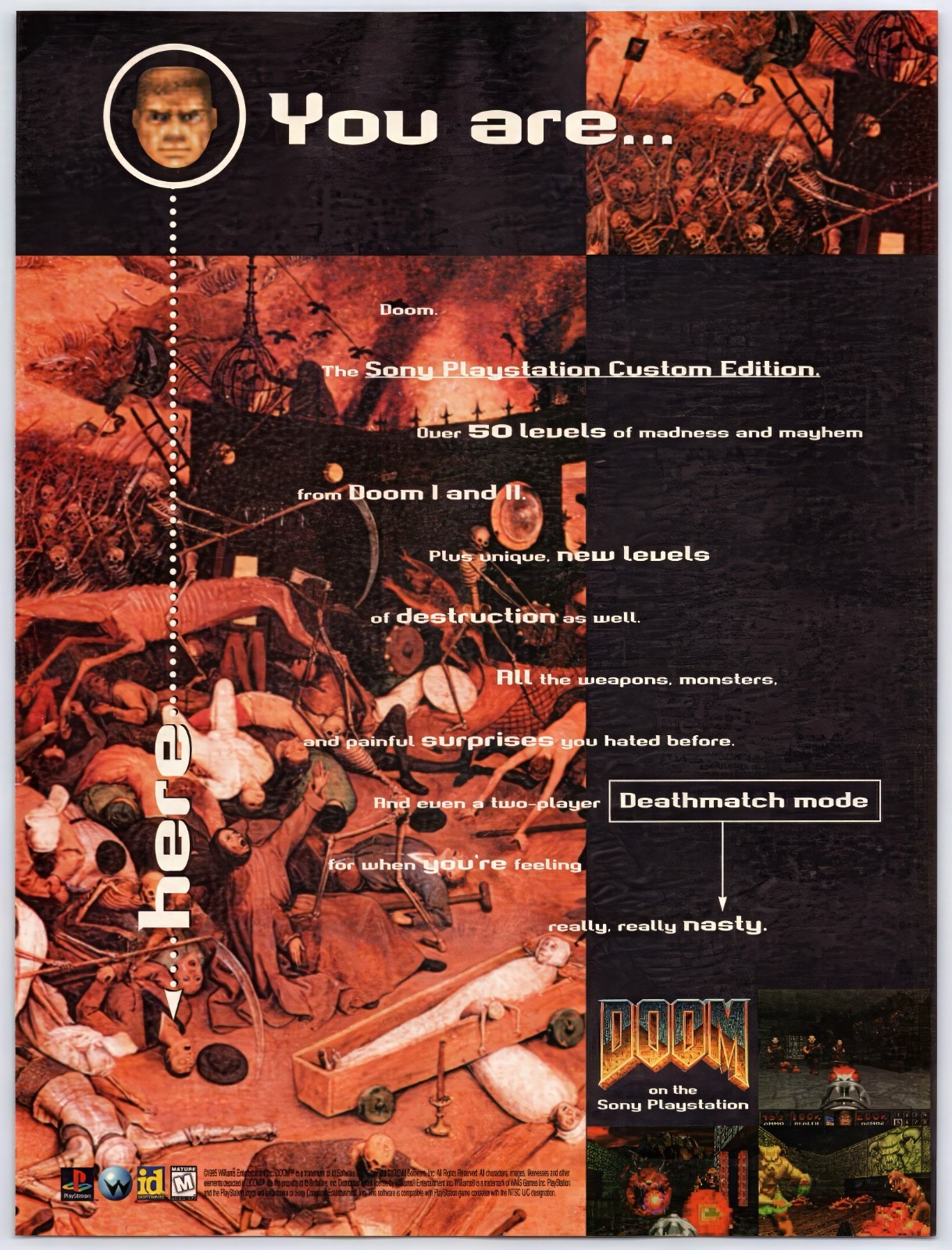 Doom - PS1 PlayStation - Vintage Original Print Ad - Video Game Promo Art 1995