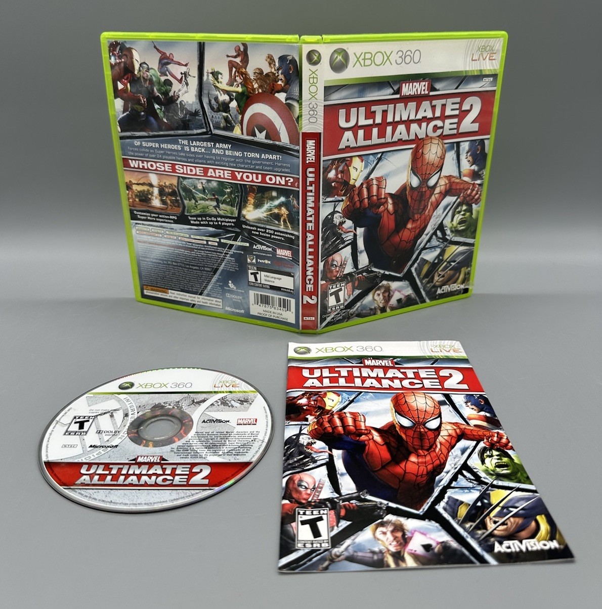 Marvel Ultimate Alliance 2 (Xbox 360, 2009) Complete w/ Manual, Tested