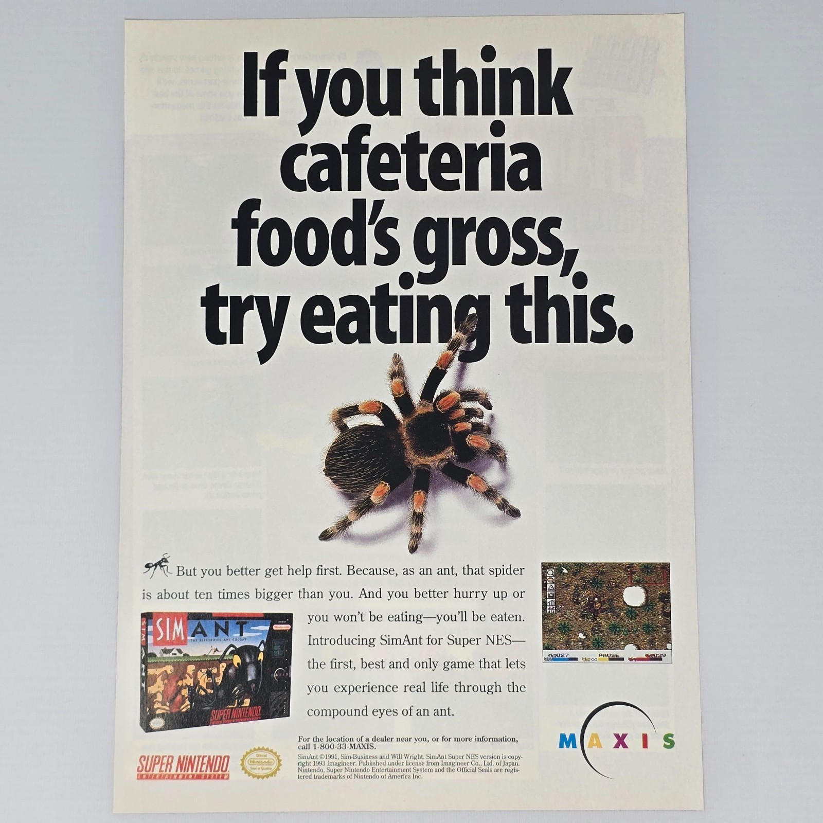SimAnt Sim Ant Super Nintendo SNES Spider Print Ad/Poster Promo Art
