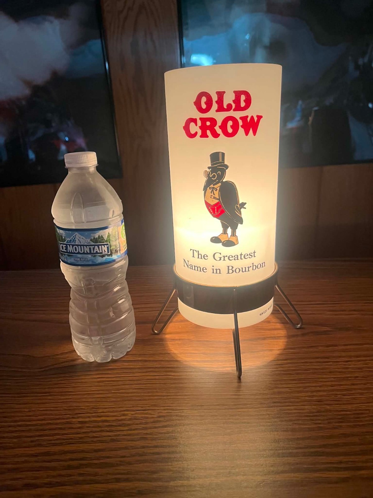 RARE 70'S OLD CROW BOURBON 10.5'' ADVERTISING BAR LIGHT -WORKS GREAT