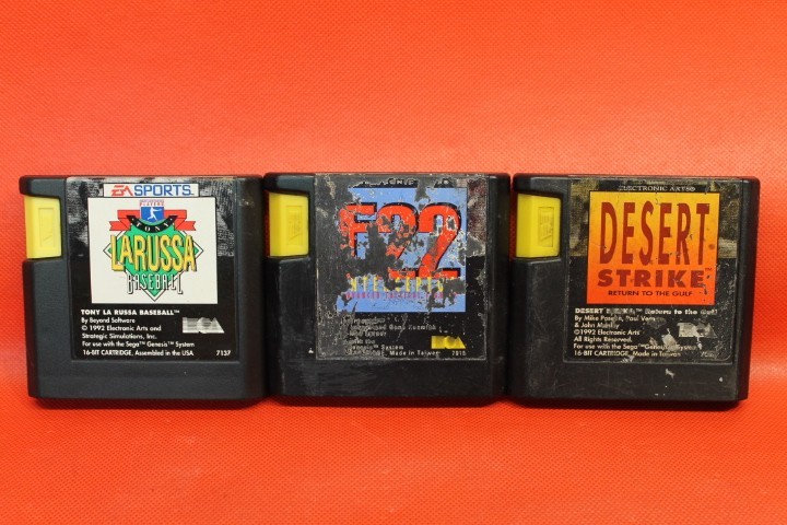 Lot of 3 Sega Genesis Games (Desert Strike,Tony La Russa Baseball, F22)