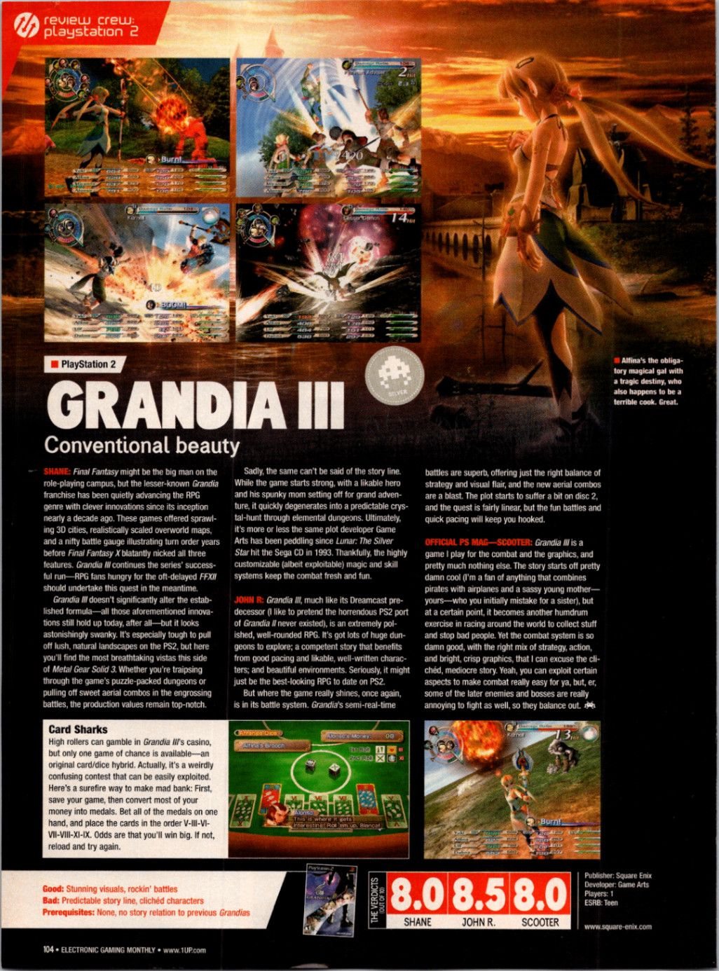 GRANDIA III PS2 Magazine Ad Review Print Art Alfina Square Enix 2005 EGM