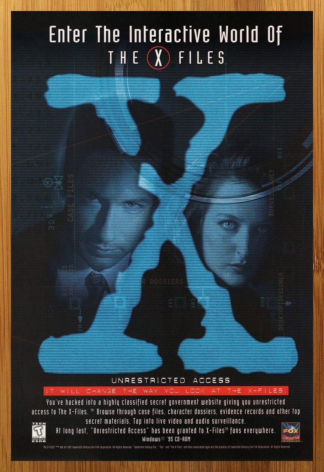 1997 The X-Files Unrestricted Access CD-ROM PC Print Ad/Poster Official Art 90s