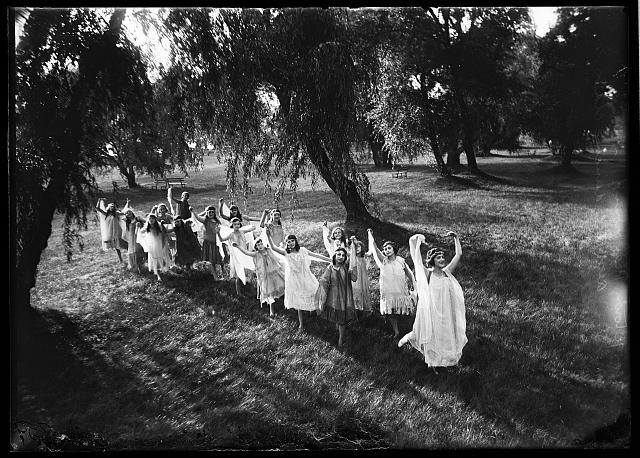 Photo:1910s Dancers Park Group Dance Costume Girls Outdoors