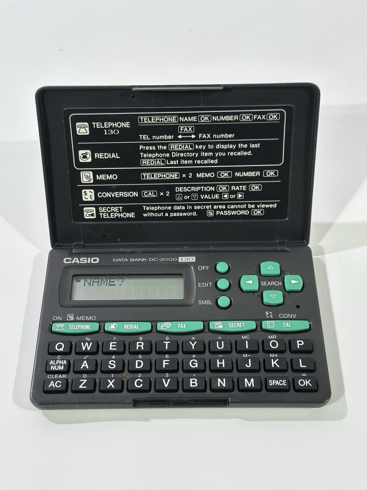 VINTAGE CASIO DATA BANK DC 2000 130 ORGANISER USED IN BLACK HL3
