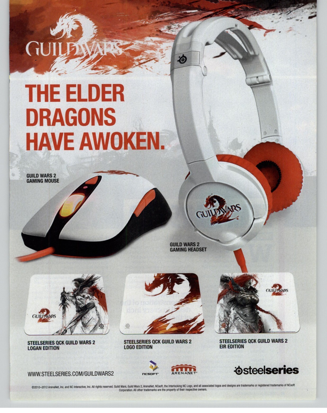 2012 Steelseries Guild Wars 2 Gaming Headset Gaming Mouse Magazine Print Ad 