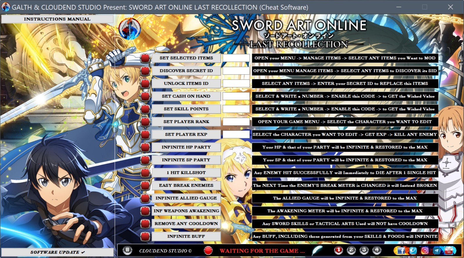 SWORD ART ONLINE LAST RECOLLECTION MOD, SAO CHEATS, RARE WEAPONS, SECRET ID LIST
