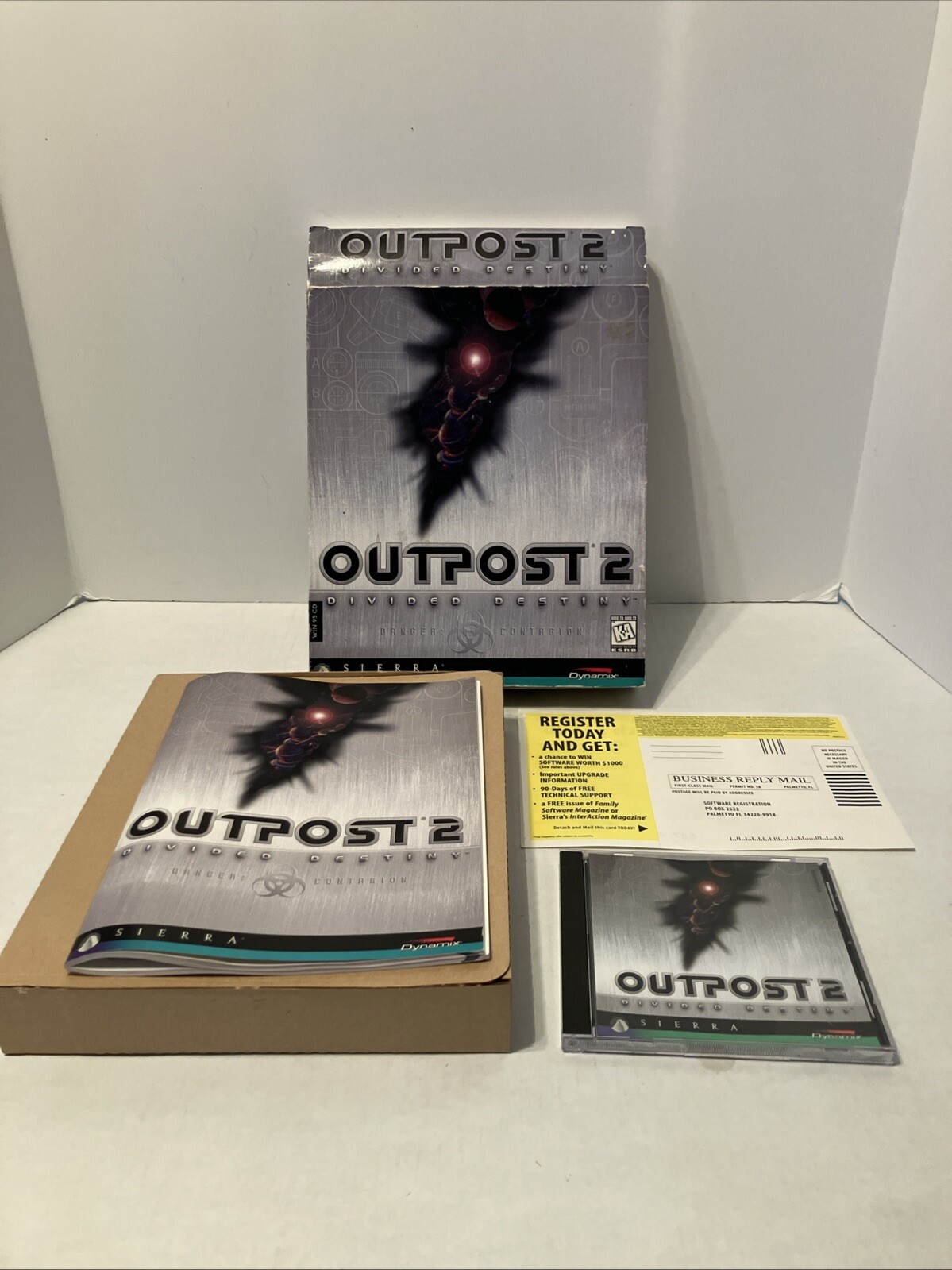 1997 big box pc game outpost 2 divided destiny sierra windows 95 cd-rom nt 4.0