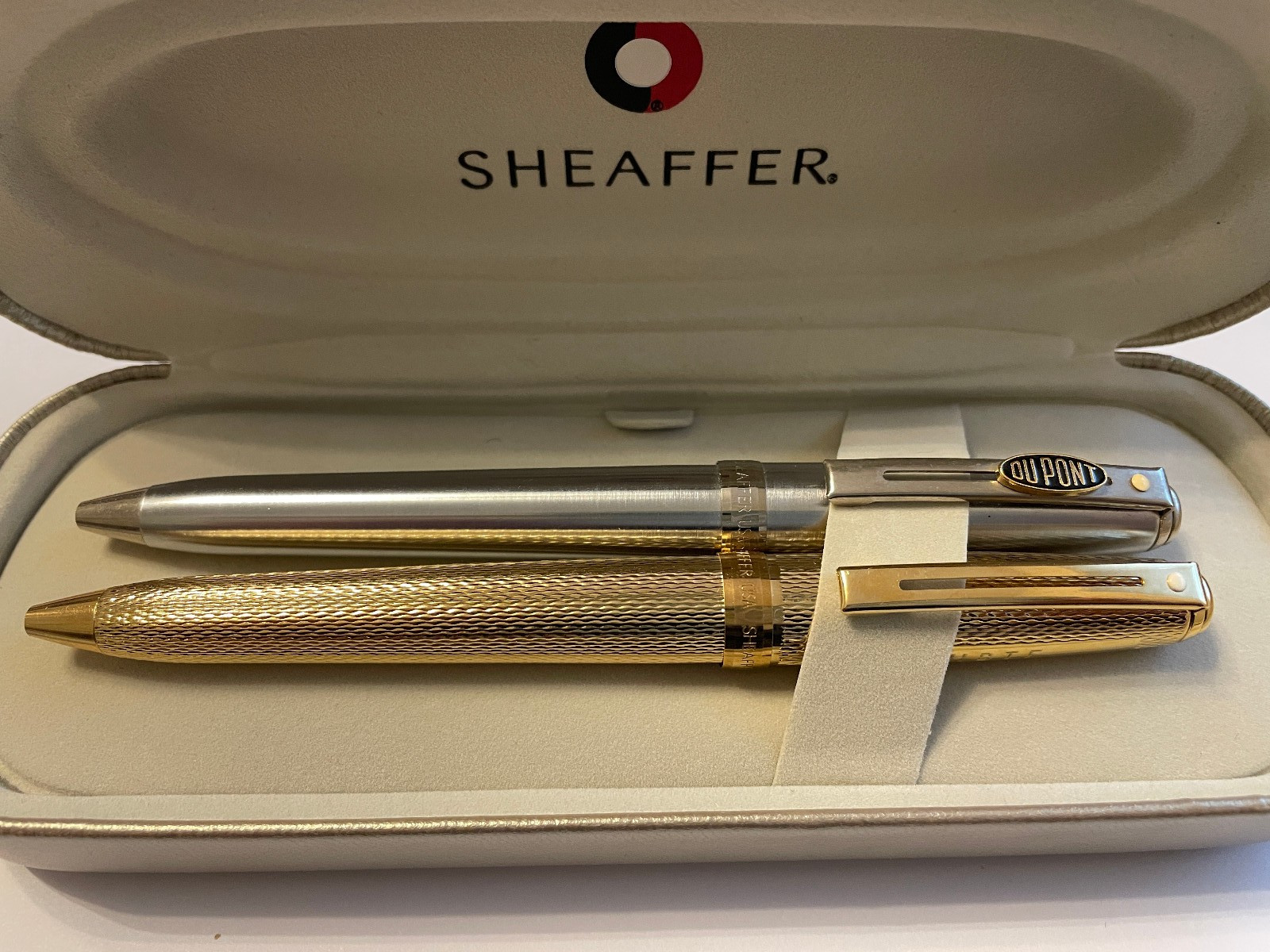 Vintage Sheaffer Pen Set – Prelude Brushed Chrome & Gold Barleycorn